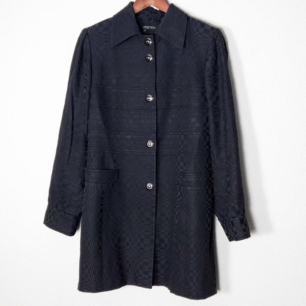 Etcetera Tailored Checkered Coat Black Size 2 Minimalist Citywear
